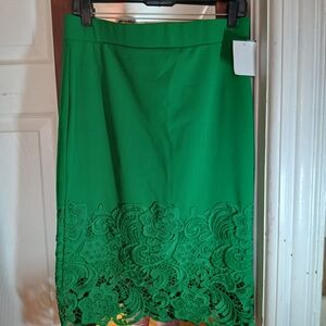 Chic Green Lace Pencil Skirt